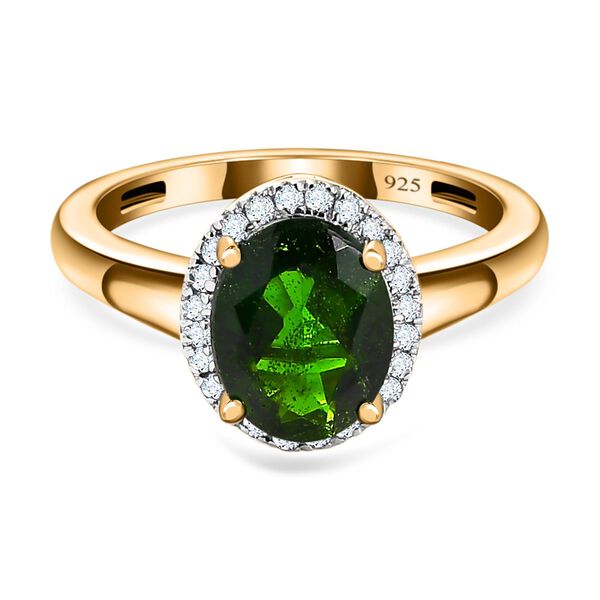 Nat&uuml;rlicher Chromdiopsid und wei&szlig;er Diamant Ring, ca. 2.01 ct