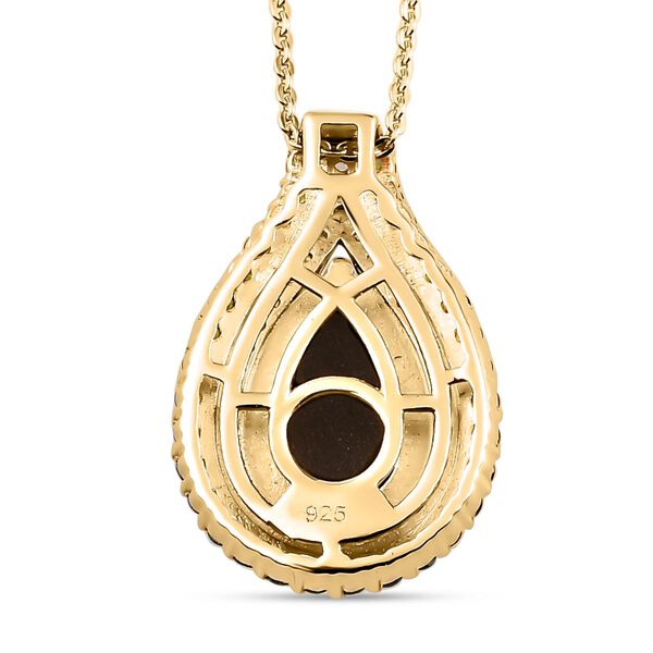 Kanadischer Ammolit und natürlicher Chromdiopsid-Anhänger mit Kette, 925 Silber Gelbgold Vermeil ca. 3,15 ct image number 5