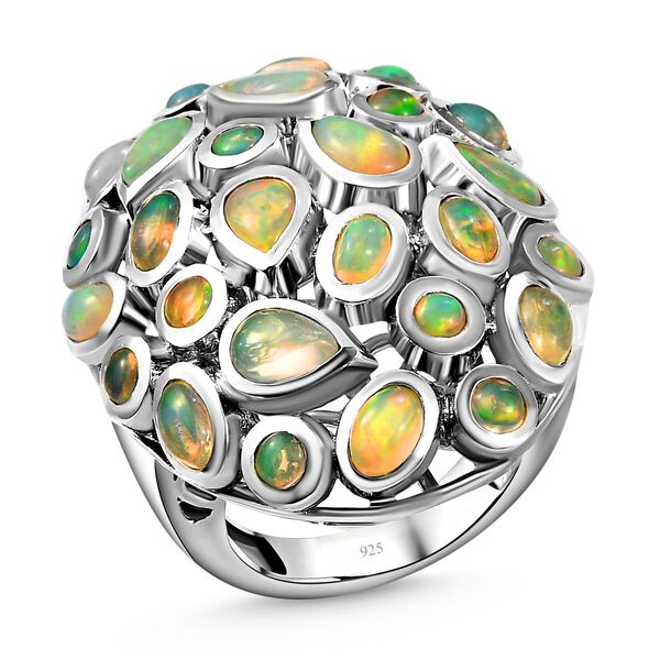 Natürlicher, äthiopischer Welo Opal-Ring, 925 Silber platiniert  3,88 Carat ca. 3,96 ct image number 4