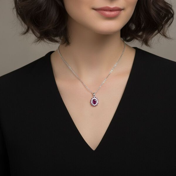 D'Joy Ilakaka Rosa Saphir und Zirkon Anhänger mit 50cm Kette - 2,85 ct. image number 2