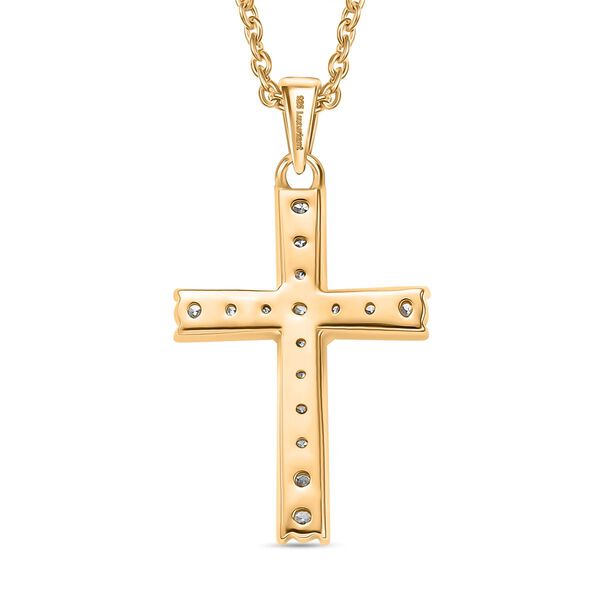 LUXURIANT SI-GH Labor Diamant Anh&auml;nger mit 45cm Kette, 925 Silber 750 Gelbgold Vermeil - 0,51 ct. image number 5