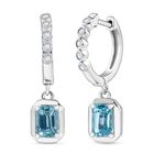 D'Joy AAA Blauer Zirkon, Weißer Zirkon Ohrringe 925 Silber rhodiniert ca. 2,61 ct.