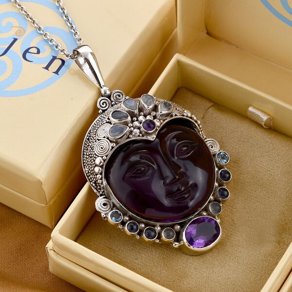 Sajen Silber - Afrikanischer Amethyst Anh&auml;nger, 925 Silber ca. 32.26 ct image number 1