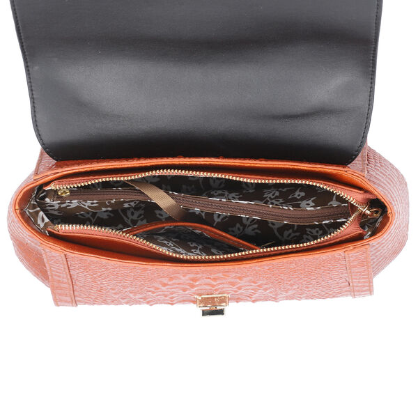 Luxus Crossbody Tasche mit Kroko-Prägung aus echtem Leder, Hellbraun image number 5