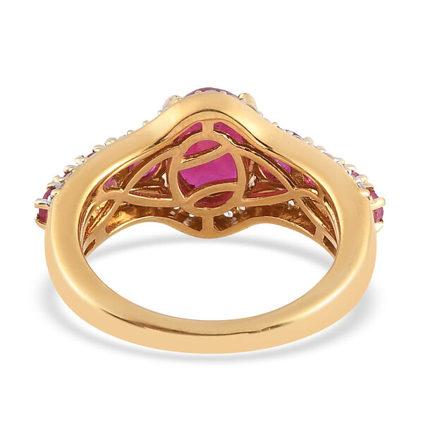 Afrikanischer Rubin und Zirkon-Ring, (Fissure gef&uuml;llt), 925 Silber vergoldet image number 6