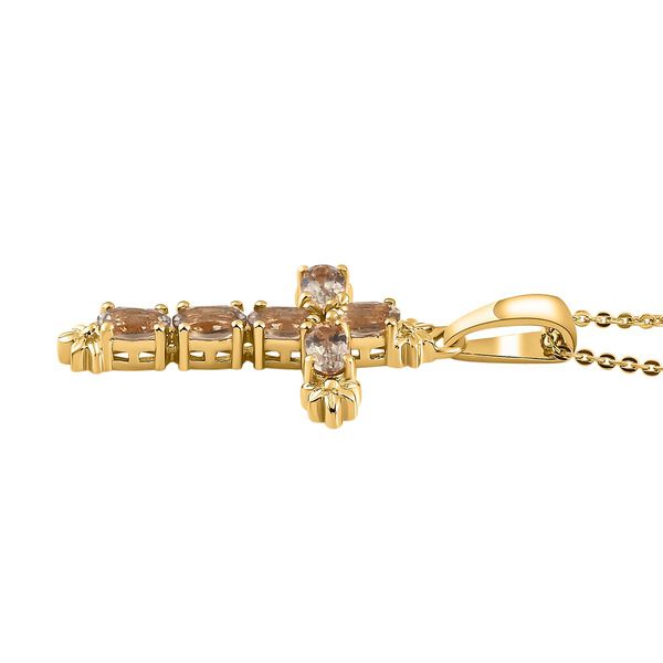 AAA Turkizit Kreuz-Anhänger mit Kette, 925 Silber Gelbgold Vermeil ca. 1.63 ct image number 4