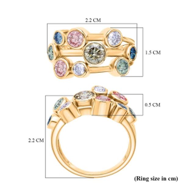 LUXURIANT DIAMOND - Lab Grown Gelb Diamant SI, Lab Grown Rosa Diamant Ring 925 Silber 750 Gelbgold vermeil (Gr&ouml;&szlig;e 18.00) (10-15 Werktage Lieferzeit) ca. 2.16 ct image number 8