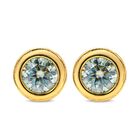 Blaue Moissanit-Ohrringe, 925 Silber vergoldet ca. 0,83 ct