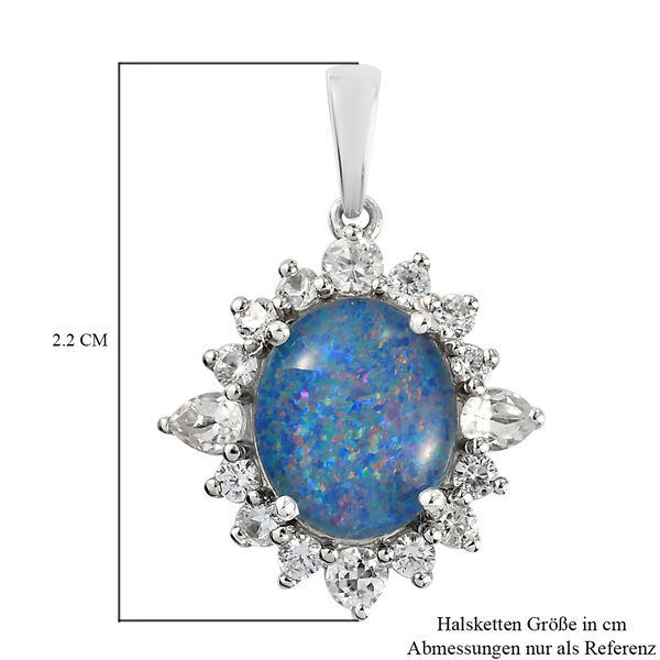 Boulder Opal Triplett und Zirkon-Halo-Anhänger in Silber image number 7