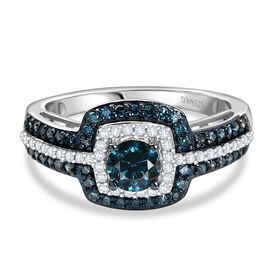 D'Joy Blauer Diamant Ring 925 Silber rhodiniert (Größe 21.00) ca. 1,03 ct D'Joy Blauer Diamant Ring 925 Silber rhodiniert (Größe 21.00) ca. 1,03 ct