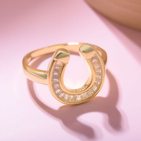 Lustro Stella - Wei&szlig;er Zirkonia Ring, 925 Silber vergoldet, ca. 0,72 ct image number 2