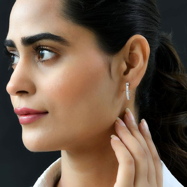 Wei&szlig;e Zirkonia Creolen, 925 Silber ca. 1.01 ct image number 3