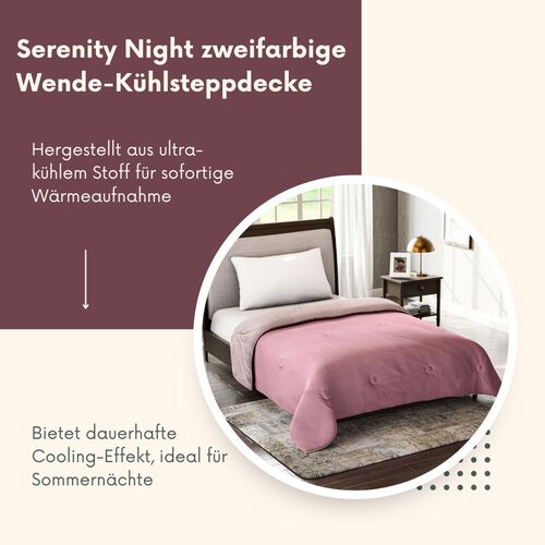 Serenity Night Wende-Kühlsteppdecke, Zwei-Ton, 135×200cm, Dunkelrosa und Beige image number 1
