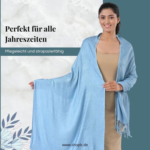 Jacquard-Schal aus Viskose, 70x195 cm, Hellblau image number 2