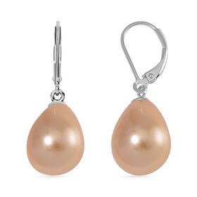 Goldene Muschelkernperle Ohrringe 925 Silber rhodiniert