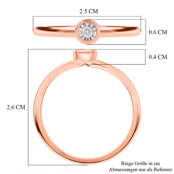 I2 Diamant Solitär Ring in Silber mit Roségold Vermeil image number 12