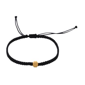 Flexibles Fadenarmband mit Kleeblatt-Anh&auml;nger in 999 Gold, 19cm