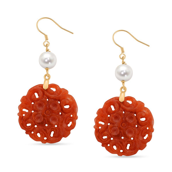 D'Joy rote Jade und chinesische Akoya-Perle Ohrringe image number 3