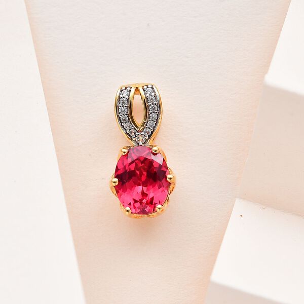 Synthetischer Padparadscha-Saphir Anh&auml;nger, ca. 3,92 ct. image number 2