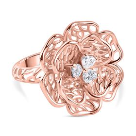 Floraler Moissanit-Ring, 925 Silber 750 Roségold Vermeil - 0,33 ct.