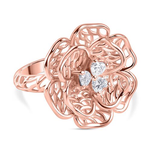 Floraler Moissanit-Ring, 925 Silber 750 Roségold Vermeil - 0,33 ct. image number 0
