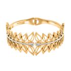 Weißer Kristall Armreif ca. 19 cm Reiner Edelstahl, Goldfarben