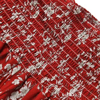 Taillen-Culottes mit Smok-Detail und Blumenmuster, Einheitsgr&ouml;&szlig;e, rot