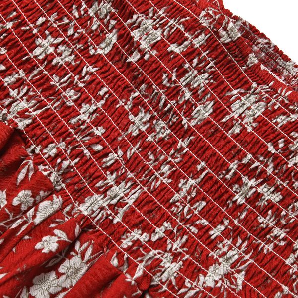 Taillen-Culottes mit Smok-Detail und Blumenmuster, Einheitsgröße, rot image number 3