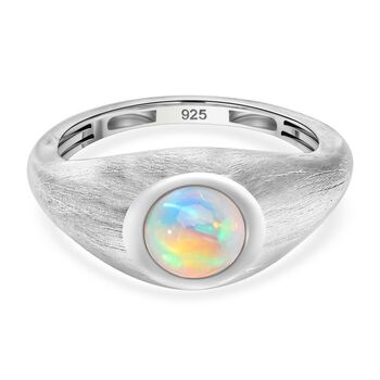 Nat&uuml;rlicher, &auml;thiopischer Welo Opal Ring 925 Silber platiniert (Gr&ouml;&szlig;e 16.00) ca. 0,49 ct