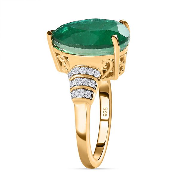 Smaragd Triplett Quarz und Zirkon Ring- 6,26 ct. image number 5