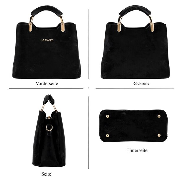 LA MAREY Crossbody Tasche mit Rei&szlig;verschlussf&auml;chern und verstellbarem Schulterriemen, 25x20x11cm, Schwarz image number 5