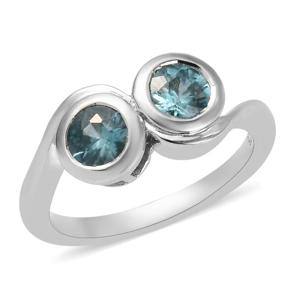 Kambodschanischer blauer Zirkon Ring 925 Silber platiniert  ca. 1,24 ct image number 4