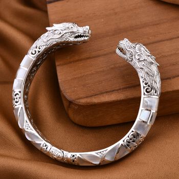 Perlmutt Armreif ca. 19 cm 925 Silber