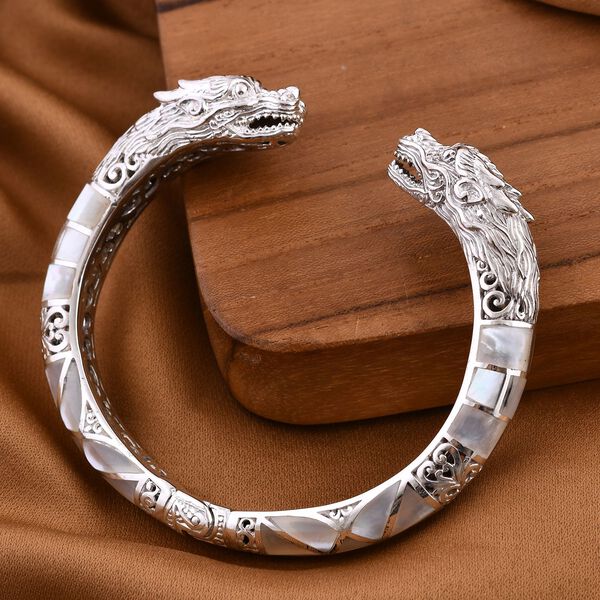 Perlmutt Armreif ca. 19 cm 925 Silber image number 1