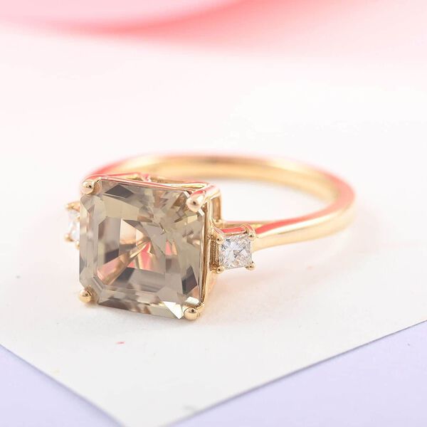 AAA Turkizit, Weißer Diamant Ring 585 Gold (Größe 17.00) ca. 4,35 ct image number 1