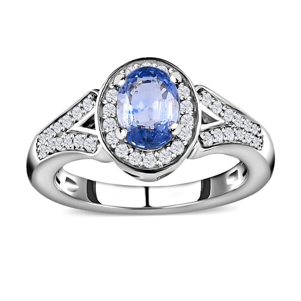 Blauer Ceylon-Saphir und Zirkon Ring - 1,42 ct. image number 4