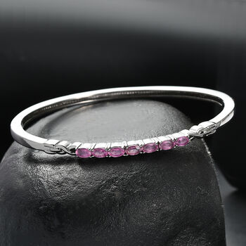 EVER TRUE Ilakaka Rosa Saphir (Fissure gef&uuml;llt) Armreif ca. 19 cm 316L Edelstahl ca. 2,51 ct.