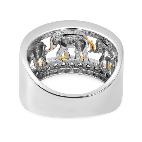 LUSTRO STELLA - zweifarbiger Zirkonia-Elefant-Ring in Silber image number 5
