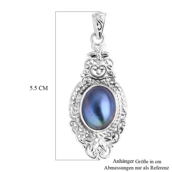Blau Mabe Perle (16x12 mm) Anhänger 925 Silber image number 5