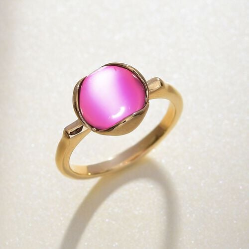 Maulbeere Mondstein Ring 925 Silber 750 Gelb Vergoldet (Größe 17.00) ca. 3,98 ct image number 1