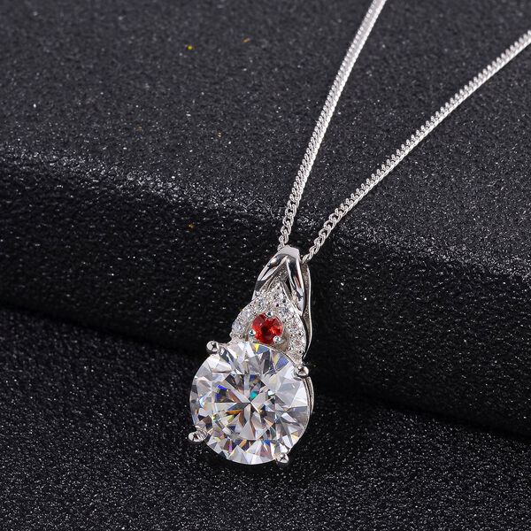 Moissanit und roter Saphir-Anh&auml;nger mit 45cm Kette - 3,92 ct. image number 2
