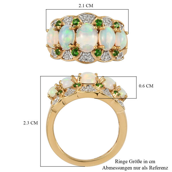 Nat&uuml;rlicher, &auml;thiopischer Opal und Chromdiopsid-Ring, 925 Silber vergoldet  ca. 1,86 ct image number 7