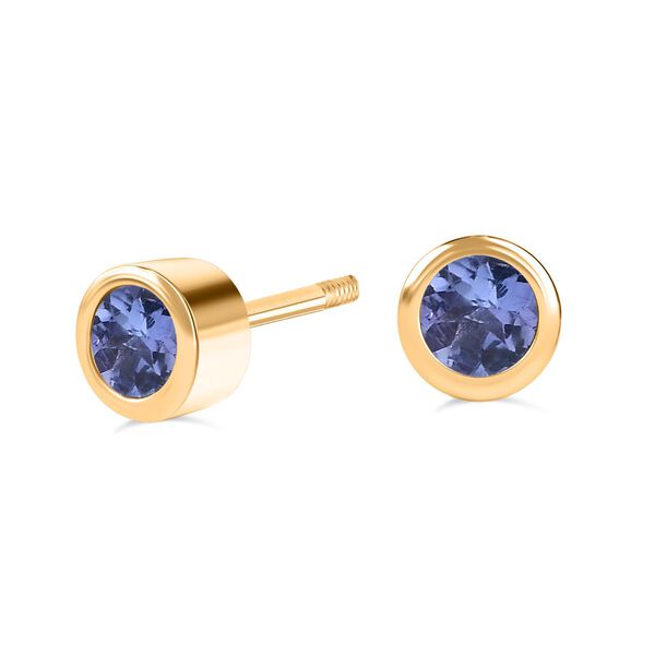 Tansanit Ohrringe, 925 Silber 750 Gelbgold Vermeil - 0,53 ct. image number 5