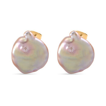 Mehrfarbige S&uuml;&szlig;wasser Perle Ohrringe Reiner Edelstahl Gelb