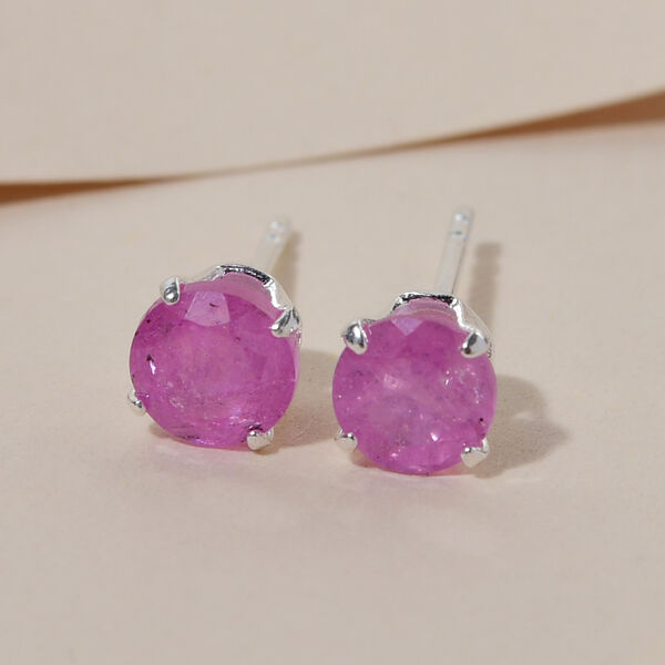 Ilakaka rosa Saphir-Ohrstecker, (Fissure gef&uuml;llt), 925 Silber ca. 1,37 ct image number 2