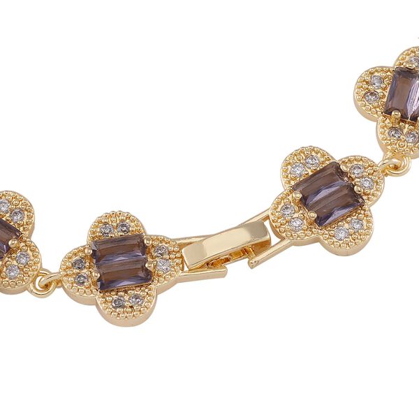 Lila Zirkonia, Weißer Kristall Uhren  Std Gelb image number 6