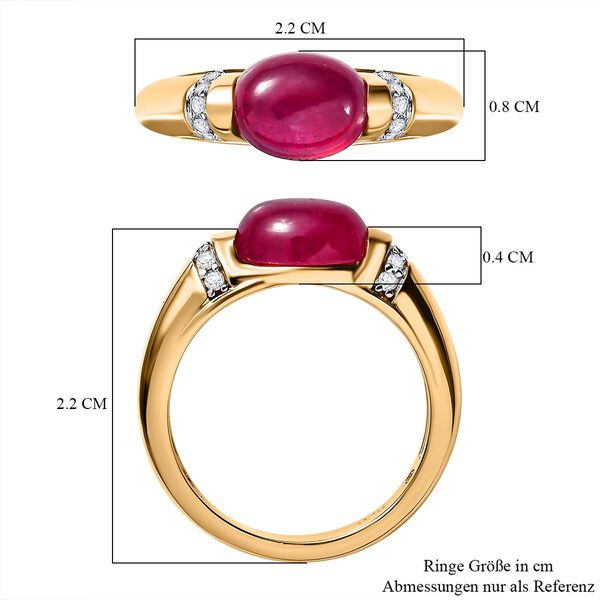 Afrikanischer Rubin (Fissure gefüllt), Weißer Zirkon Ring, 925 Silber Gelbgold Vermeil, (Größe 19.00) ca. 3.16 ct image number 7