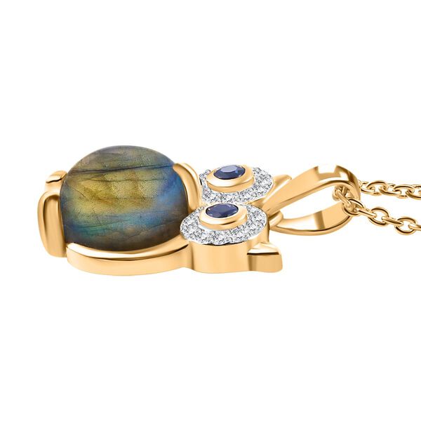 GP Trionfo Kollection- AAA Labradorit, Kyanit, Kanchanaburi blauer Saphir und Zirkon-Anhänger mit 45cm Kette - 5,32 ct. image number 4