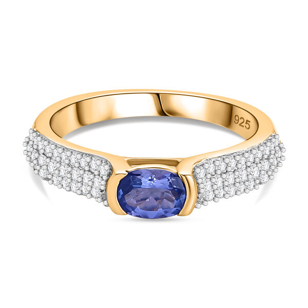 AA Tansanit und Zirkon-Ring, 925 Silber Gelbgold Vermeil  ca. 0,86 ct image number 0