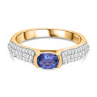 AA Tansanit und Zirkon-Ring, 925 Silber Gelbgold Vermeil (Größe 16.00) ca. 0,86 ct